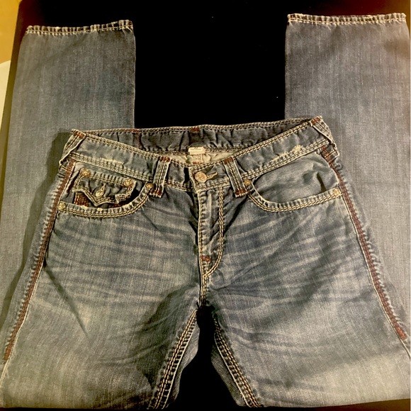 SOLD!Men’s distressed straight Mega T size 32x34 Flawless Cond! In“MED CAMSHAFT” - Picture 4 of 7